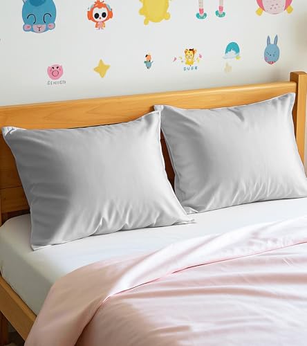 Image of Deep Dream Toddler Pillowcases for 13x18 Pillow 2 Pack, 100% Cotton Travel Pillow Case Cover, 600 Thread Count Cotton Pillow Covers, Soft & Breathable Small Pillow Cases Envelope Closure, Light Grey