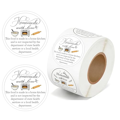 Lot 500 étiquettes Cottage Food Law autocollantes 5.1cm pour confiture et pot