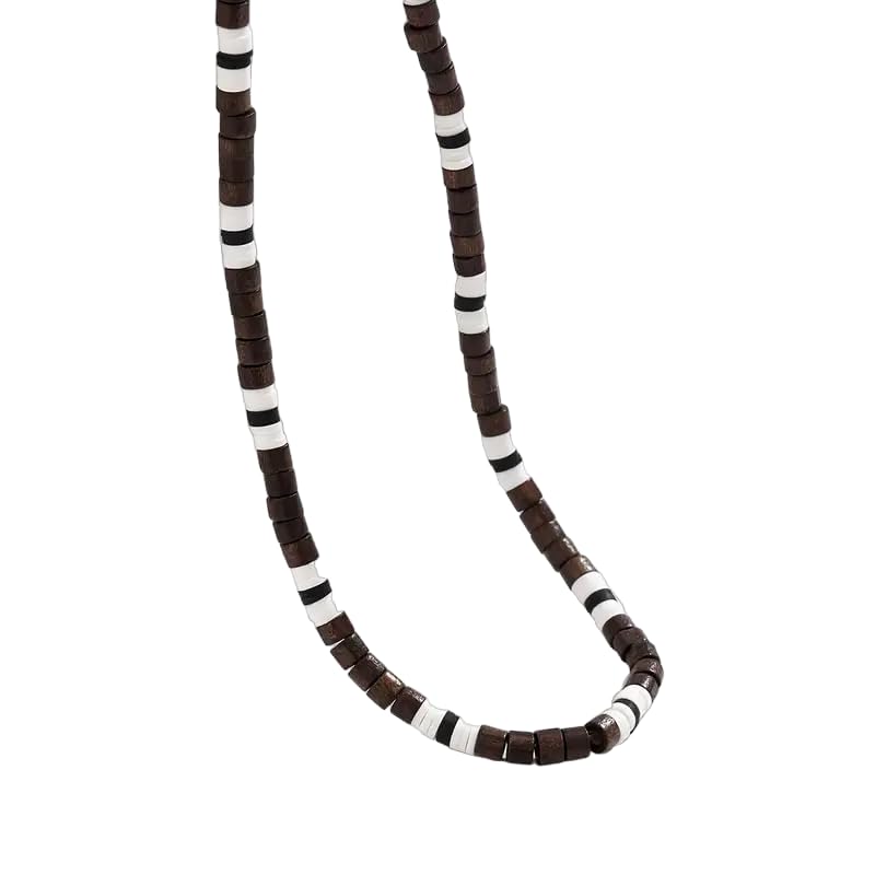 THE MEN THING BROWN TIGER COCO - Seed Beaded Necklace - Brown and White Puka Shells - Stylish Necklace for Men and Boys (21 inches with adjustable cable chain) (B0CP3PVLL6) Amazon Price History, Amazon Price Tracker