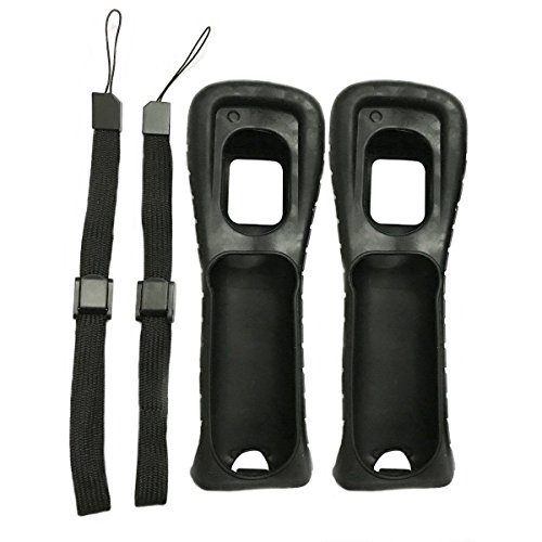 2 x schwarze Silikon-Schutzhülle mit Handschlaufe für Wii-Fernbedienung