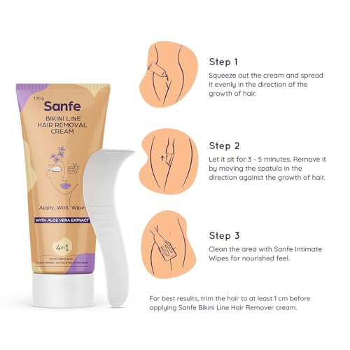 Image of Sanfe Hair Removal Gel- 100ml with Aloe Vera & Coconut Extracts (Hair removal Cream 100 gm)