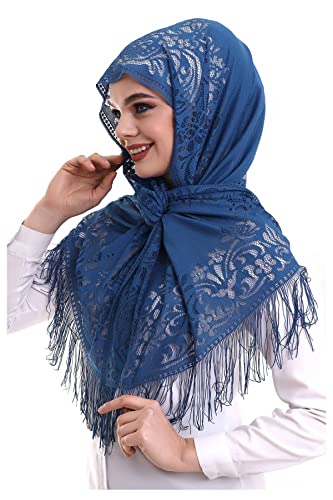 ihvan online Shawl for Women, Soft Tulle Head Scarves Hijab, Head Covering Chapel Veil Lace Shawl for Wedding Bridesmaids4