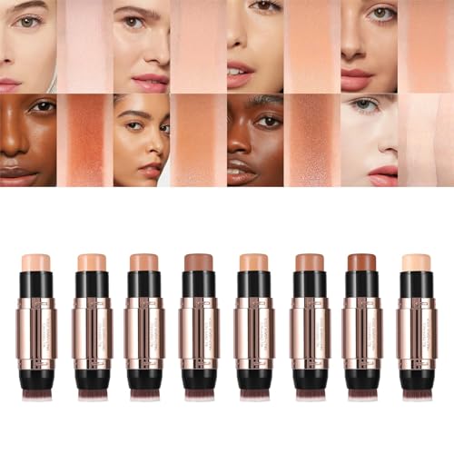 LANWHO ダブルヘッドコンシーラー&ハイライトスティック スティックコンシーラー ハイライト&チークカラー 多機能 毛穴・シワ隠し 立体輪郭 長持ち 崩れにくい ツヤ肌仕上げ 携帯便利 保湿 潤い ブブラシ付き ナチュラルメイク 日常・通勤・パーティー