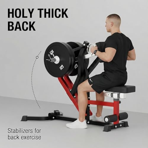 Image of Mikolo Plate Loaded Seated Row Machine for Home Gym, 400LB Capacity, Independent Arms & Adjustable Seat for Full Back Workout