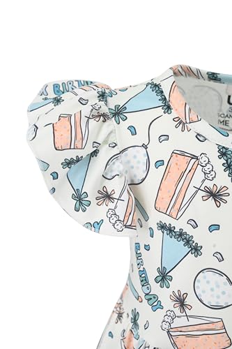 Image of Unique Baby Girls' Short Sleeve Everyday Printed Dresses for Kid and Toddler, Sizes 2T-12Y