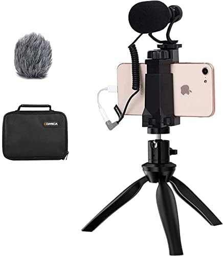 Smartphone Video Kit for Vlogging,Comica VM10-K2 Shotgun Microphone Kit with Ball Head Tripod + Adjust Tripod Phone Holder,Vlogging Rig Kit for iphone for Podcast Filming,Youtube Streaming,Photography