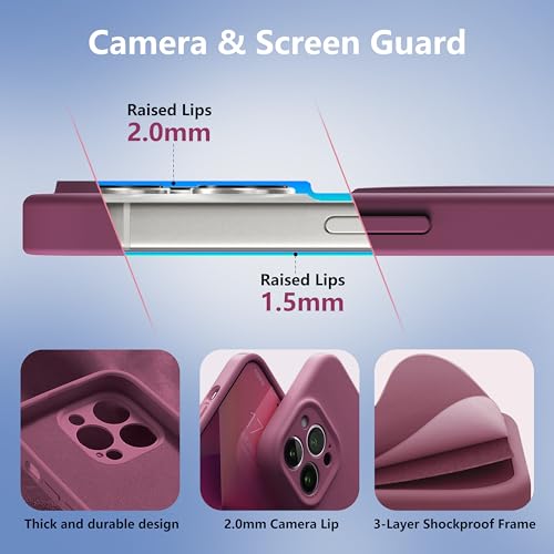 Coque iPhone 15 Plus silicone MagSafe béquille anneau rouge vin