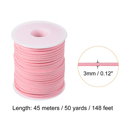 PATIKIL Suede Cord with Roll Spool 3mm 50 Yard, Flat Faux Leather Lace for Necklace Bracelet Jewelry Making Beading DIY Crafts, Pink - Image 2