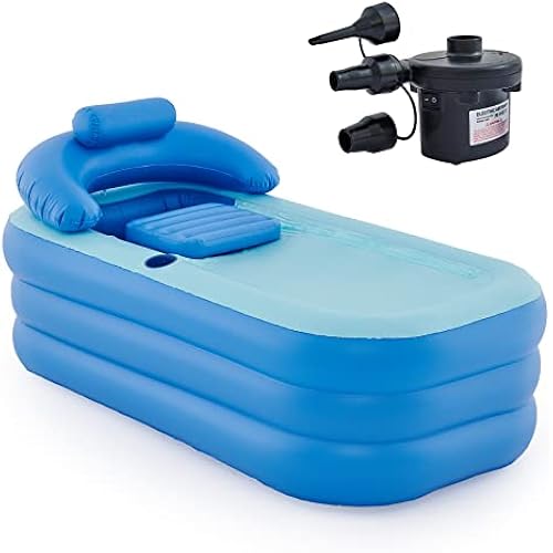CO-Z Inflatable Adult Bath Tub, Free-Standing Blow Up Bathtub with Foldable Portable Feature for Adult Spa with Electric Air Pump (High-Density PVC)
