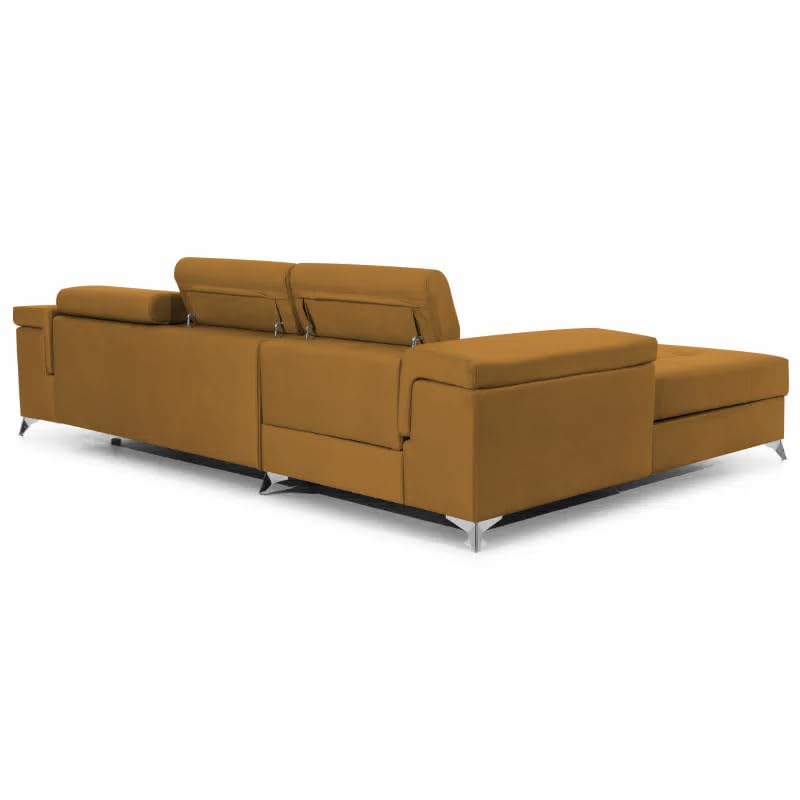 COMFORTINO FURNITURE Ecksofa mit Schlaffunktion Amandi L-Form, Sofa Couch mit Bettkasten, 3-Sitzer Eckcouch, Schlafsofa für Wohnzimmer, Big Sofa Couch mit Schlaffunktion (Gold, Links) – Bild 8