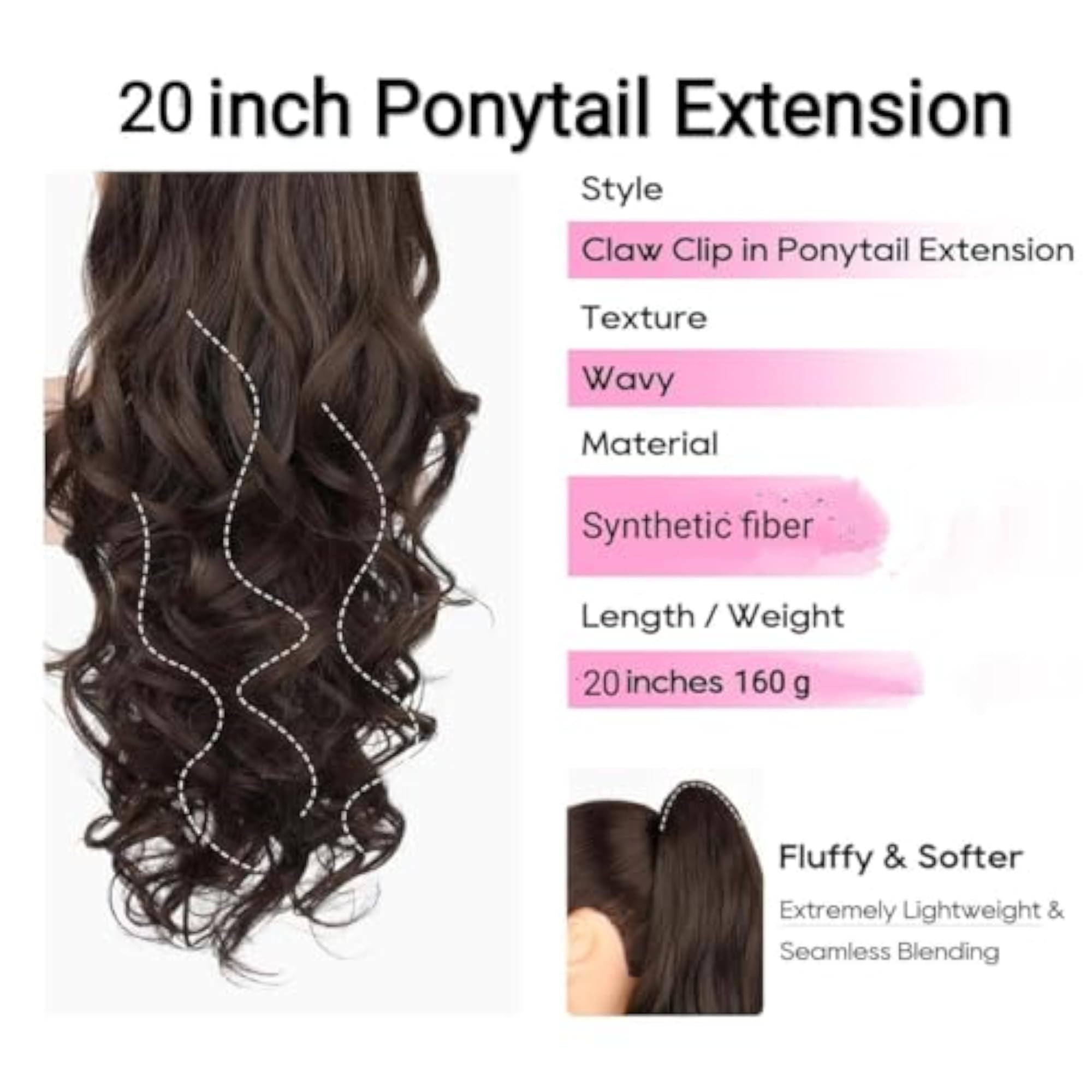 Wavy Curly Ponytail Extension with Claw Clip