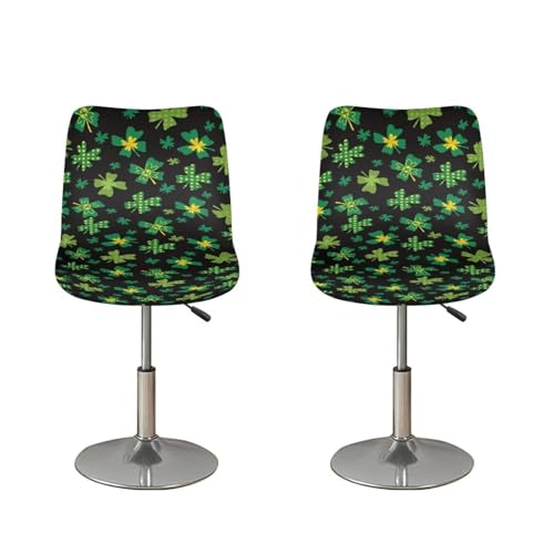 Image of Bar Stool Covers with Backs Cushion Slipcover for Counter Set of 2 Lucky Irish Leaf Waterproof Height Mid Low Back Chair Protector Easy to Install