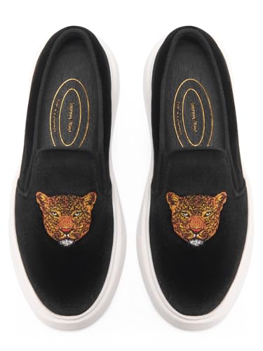 Journey West Women's Fashion Velvet Sneakers with Embroidery Comfortable Slip-On Work Shoes for Women - Main Image