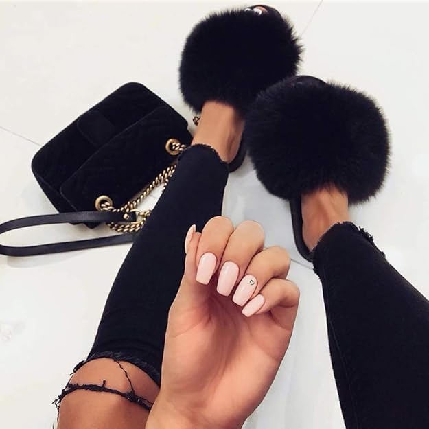 Valpeak Fur Slippers Slides For Women Open Toe Fuzzy Fur Slippers Girls Fluffy House Slides Outdoor Indoor3