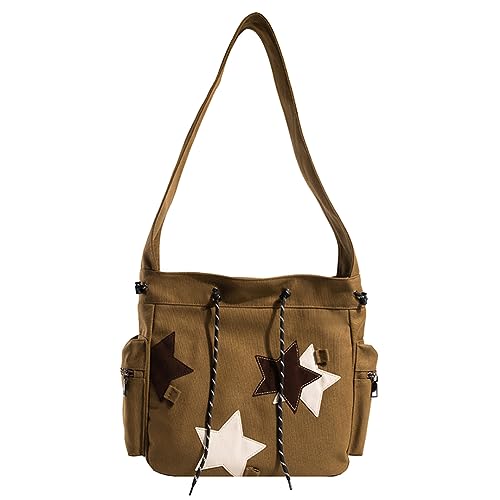 Cute Kawaii Messenger Bag Canvas Crossbody Bag Aesthetic Shoulder Bag for Women Men Flap Messenger Bag with Pockets