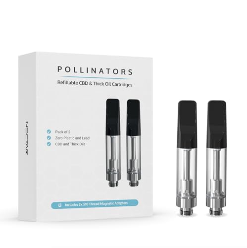 2x 510 Vape-Kartuschen für CBD & Dicköl (1,0ml) | 2 Jahre Garantie | 510er Verdampfertank mit Keramik-Coil und Keramik-Mundstück | 2mm Einlassöffnung (1ml, 2 Stück)