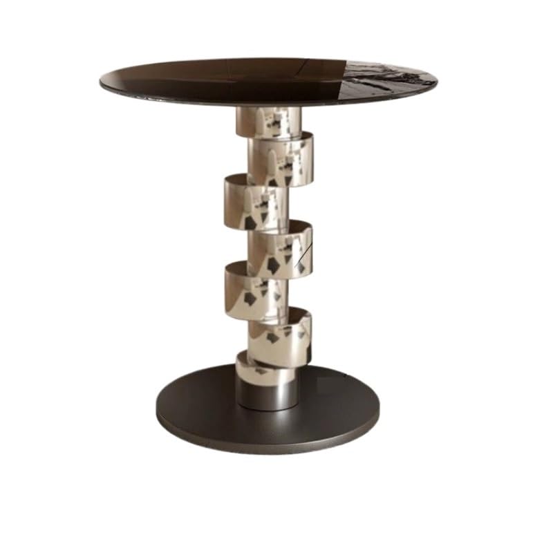 eexbz Sofa Artistic Simple Glass Sofa Side Table Coffee Table Bedside Small Round Table Living Room Stainless Steel Side Table Sofas for Living Room(Diameter 45 Height 55cm)