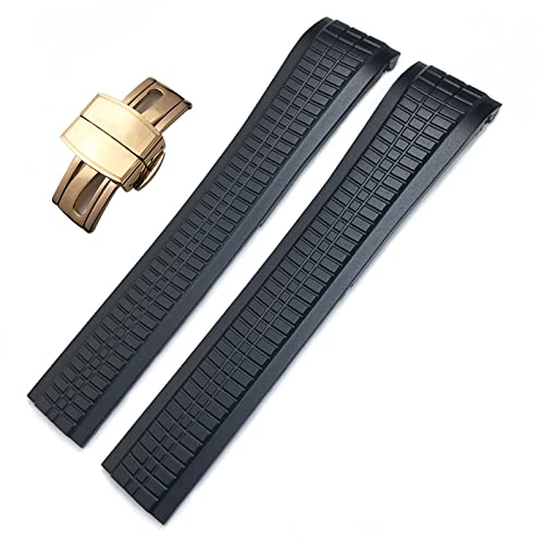 Bracelet caoutchouc 21mm pour Patek Philippe Aquanaut 5164A 5167A boucle papillon noir