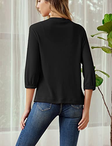 Grace Karin Women's Solid 3/4 Sleeve Classic Loose Knit Cardigan Sweater Black M #TOP3