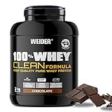 Weider - 100% Whey Clean Formula, Concentrado de Proteínas de Suero de Leche Fresca Obtenida de Vacas de Pasto, Sin Edulcorantes Artificiales ni Azúcar Añadido, Sabor Chocolate - Bote con 2 kg