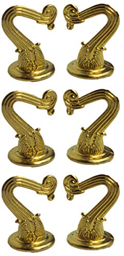 Set of 6 Project Partners Small Brass Plated Swag Hooks
