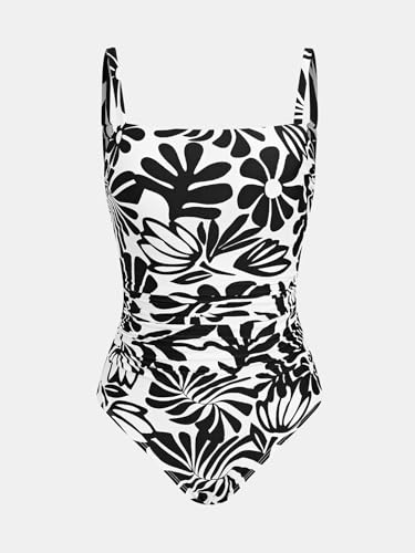 Image of CUPSHE Women Swimsuit One Piece Bathing Suit Square Neck Cutout Back Tummy Control with Adjustable Spaghetti Straps