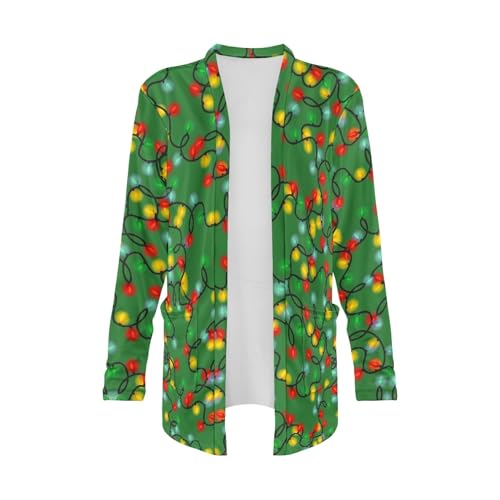 Image of Fall Maple Leaf Cardigan Sweaters for Women Long Sleeve Cardigan Soft Drape Open Front Dusters V-Neck Jackets Dressy