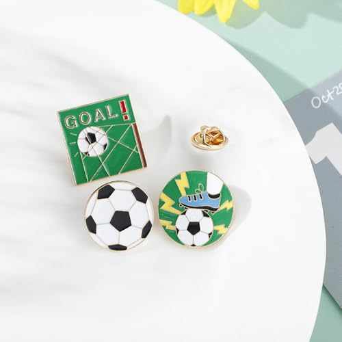 Image of 6Pcs Soccer Lapel Pins Green Football Enamel Pins Creative Brooches Metal Badge Pins for Hat Shirt Bag Sports Decoration