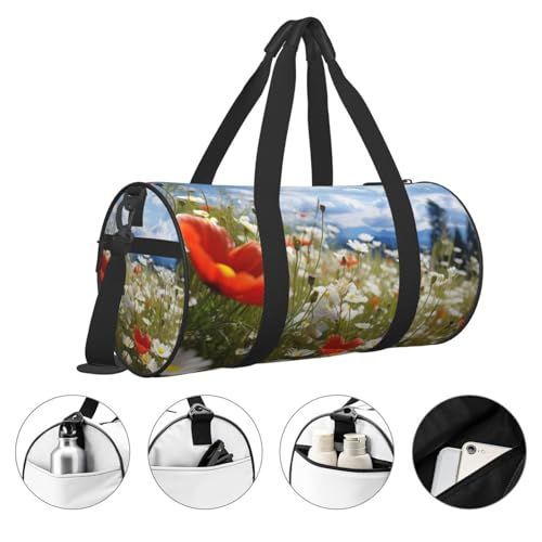 Travel Duffle Bag Lightweight Small Gym Bag Foldable Weekender Overnight Bags with Adjustable Shoulder Strap Carry On Tote Bags Meadow and Daisy Flowers Hospital Bag for Women Men3