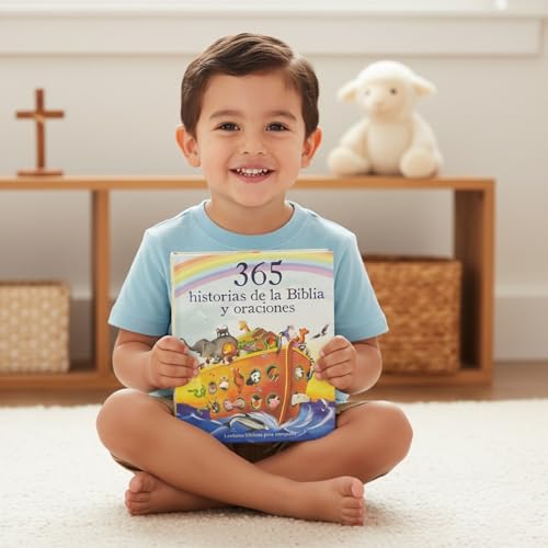 Image of 365 Historias de la Biblia y Oraciones / 365 Bible and Prayers Padded Treasury Guilded (Spanish Language), Ages 3-8 (en espanol) (Little Sunbeams) (Spanish Edition)