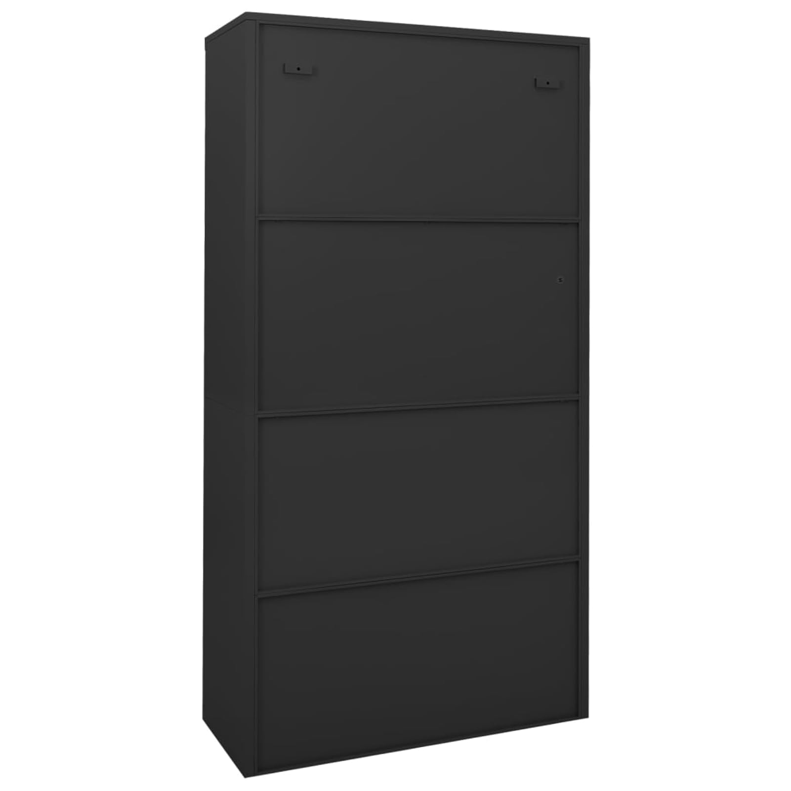 Gecheer Büroschrank, Schiebetür Stahlschrank mit 4 Türen und 3 einstellbaren Böden, 90x40x180 cm, Stahl und gehärtetes Glas für Büroorganisation und Dokumentenaufbewahrung