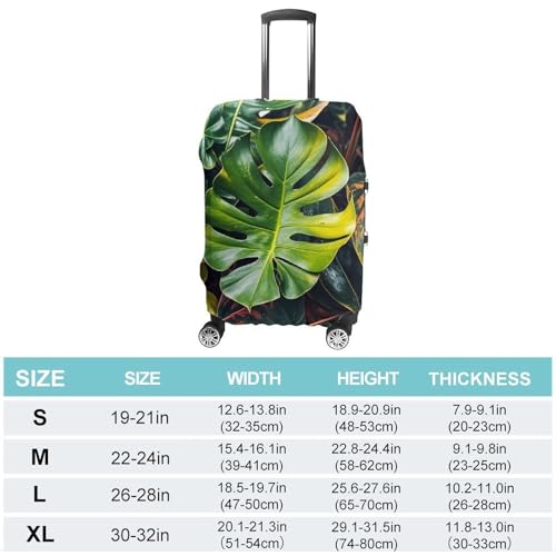 Colorful Tropical Leaves Pattern Printed Luggage Cover Protector, Fits 18-32 Inch Luggage2