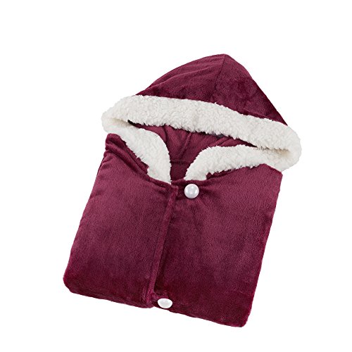 Comfort Spaces Glimmersoft Plush To Sherpa Pocket Hooded Angel Wrap Ultra Soft Wearable Poncho Blanket Throw, 58"X72", Red #TOP5