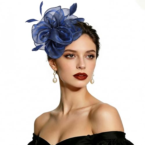 Image of DRESHOW Fascinators Hat Tea Party Headwear Ribbons Feathers on a Headband and a Clip for Women