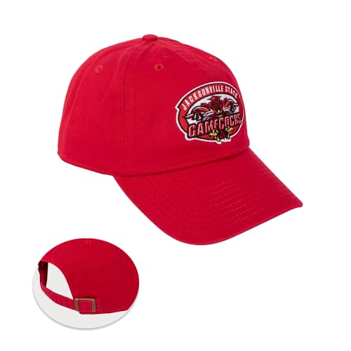 Desert Cactus Jacksonville State University Baseball Hat Gamecocks JSU Jax State Brimmed Embroidered Hats Cap Adjustable Cloth Strap Adult (Style A) Red