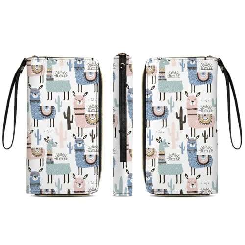 Llama Cactus Portable Long Wallet for Women Men Zipped Travel Purse Credit Card Holder Coin Pouch3