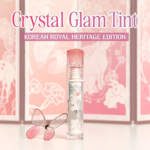 Image of CLIO Crystal Glam Tint Korean Royal Heritage Edition, Glossy Lip Tint with Glass-Like Shine, Lightweight Buildable Lip Stain, Long-Lasting, Non-Sticky, Safe for Sensitive Lip (032 FLUFFY GARDEN PINK)