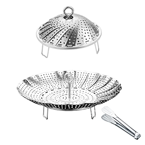 Comparison: Best Steamer Basket For Vegetables 7 Yubng Vegetable Steamer Basket, 304 Stainless Steel Steamer for Cooking, Expendable Food Steamer to Fit Various Size Pot (5.7" to 9" + 7.3" Kitchen Tong)