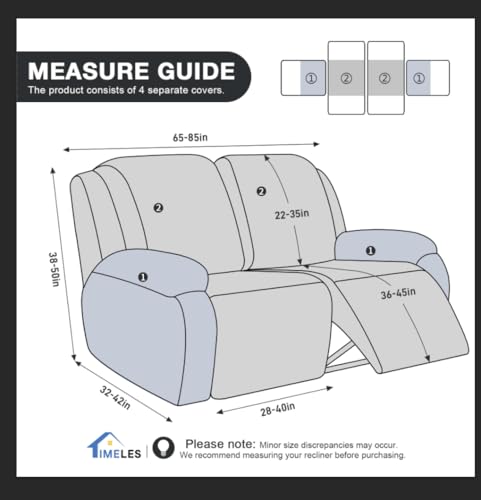 Image of Timeles Recliner Covers Extra Wide Recliner Loveseat Covers Oversized Reclining Couch Covers Sofa Slipcovers Stretch Soft Washable (Two-Seater Oversized, Winter Mint)