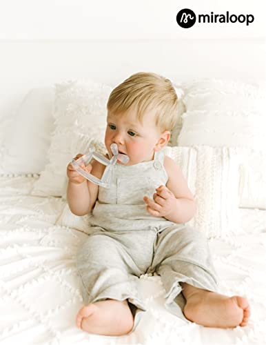 Miraloop Teething Toy For Baby 0-6, 12, 18 Months Infant, Jellydog Never Drop Food Grade Silicone Rocking Teether, Prevent Choking & Odorless, Less Dust And Hair Adhesion, Baby Gift, Milk White #TOP3