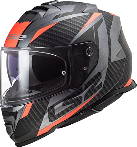 LS2, Casco Moto Integral STORM RACER Matt Titanium Fluo Orange, L