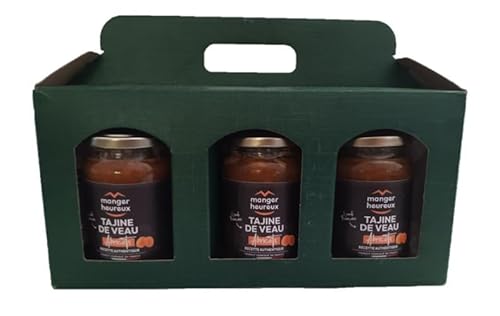 COFFRET CADEAU GOURMET TAJINES VEAU ABRICOTS (3 Bocaux de 360 grammes par Coffret)