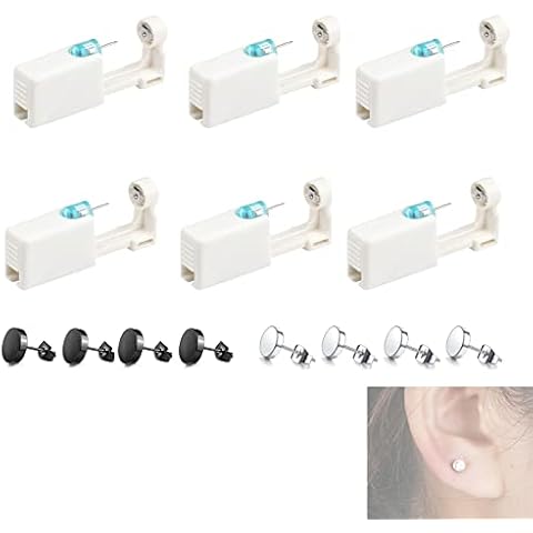 6PCS Ear Piercing Gun, BDSHUNBF Painless Ear Piercing Gun Disposable Safety Asepsis Piercing Tool Kit with Ear Studs for Women Girls Men Boys Cover