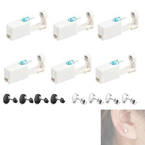6 PCS Pistolets de Piercing d'oreille Jetables, BDSHUNBF Kit De Pistolet De PerçAge De Nez D'Oreille StéRile Jetable De SéCurité Outil Auto-PerçAnt Indolore pour Filles, Femmes et Hommes Cover