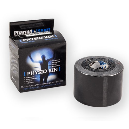 Pharma[+] Physio KIN Tape Neuromuscolare Elastico 5 Cm X 5 M - Rosso, Ipoallergenico, Traspirante