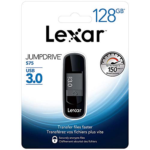 Lexar JumpDrive S75 USB 3.0 Flash Drive, 128GB, Gray, LJDS75-128ABNLN