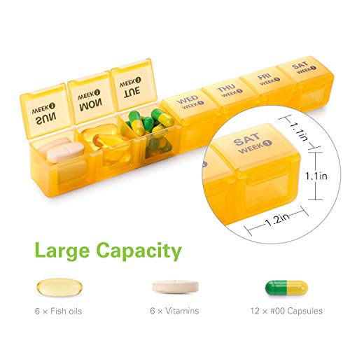 Bug Hull Pill Organizer Monthly, Moisture-Proof 4 Weeks Pill Box, Large Pill Case 28 Day, Medicine Organizer One Month, 30 Day Pill Container For Vitamin, Supplements #TOP1