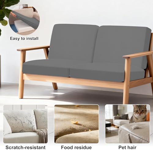 Image of BIETYONE 4Pcs Patio Stretch Cushion Covers,Outdoor Sofa Replacement Cover Slipcovers for Patio Furniture Cushion Covers, Washable Reusable Furniture Protector