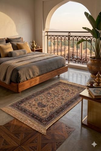Image of Bedside Runner Carpet 2x4 ft with Anti-Skid Backing | Soft Floor Runner Rug for Bedroom, Kitchen, Hallway & Entrance | Washable Non-Slip Door Mat (2 ft x 4 ft)
