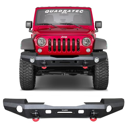 TIOYAR Front Bumper Textured Black for 2007-2026 Jeep Wrangler JK/JKU/JL/JLU ...